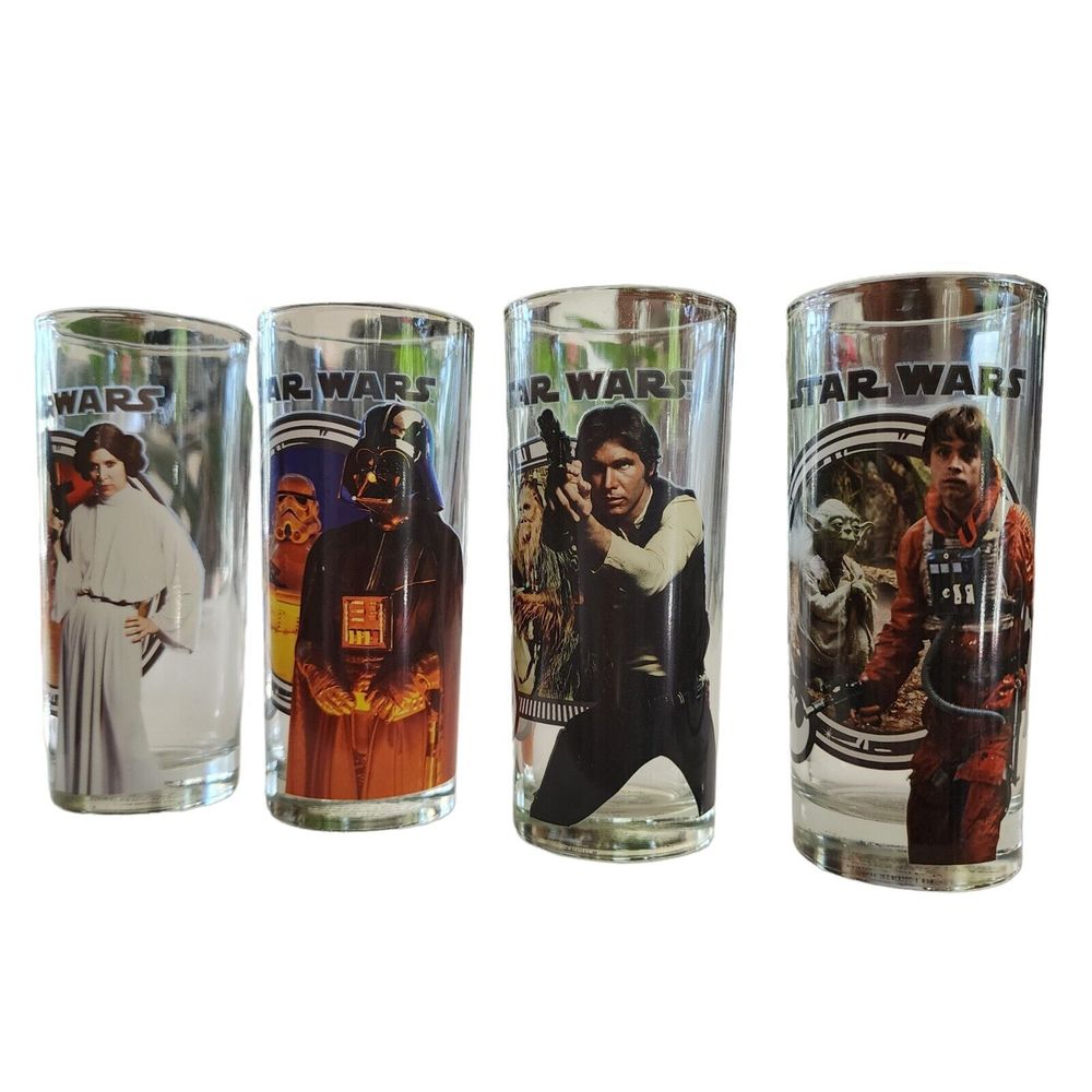 Star Wars 2013 Lucas Films Printed Glass Set 4 Pcs 10oz Drinkware‎